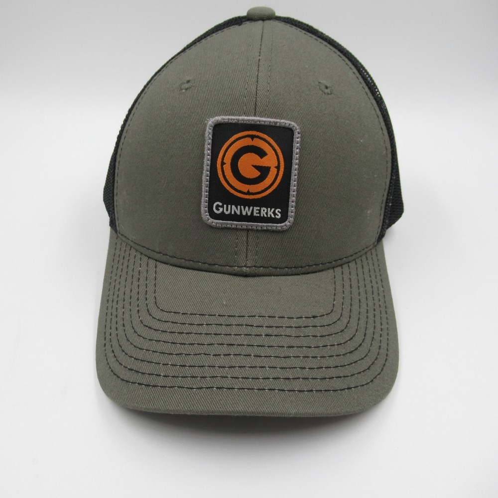 Gunwerks Trucker Hat Mens OSFA Gray Black Mesh Snapback Patch Logo Cap